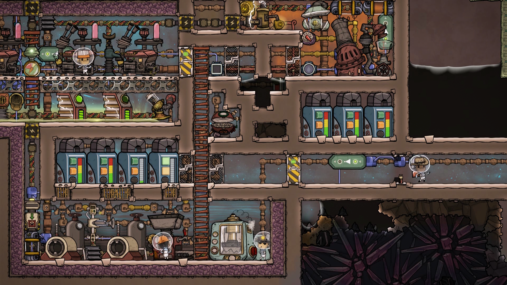 Oxygen Not Included screenshot showing an advanced base